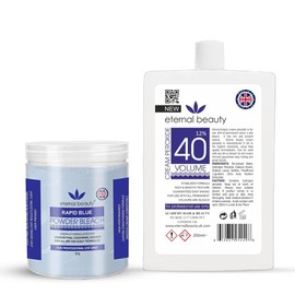 Hair Bleach Kit – Blue Bleach Powder 80g + Cream Peroxide 12% 40 Volume 250ml – Professional Hair Lightening, Highlighting & Hair Coloring Kit for Salon & Home Use by ETERNAL BEAUTY