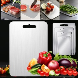Titanium Cutting Board-Titanium Alloy Cutting Boards for Kitchen,Dishwasher Safe,Double-Sided Available,Perfect for Home Outdoor Camping Meal Prep(S-9.45 * 5.91in)