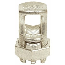 Morris Products 90418 Split Bolt Connector with Spacer, Dual Rate for Copper and Aluminum Conductors, 2/0 AWG, 1/0-1/0 Max Run to Max Tap, 385inlb Torque, 5-Pack