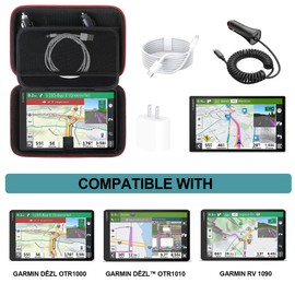 Supmay 10 Inch GPS Case for Garmin dēzl OTR1000 / dēzl™ OTR1010, Garmin RV 1095 / RV 1090 10-inch GPS Truck Navigator System, Hard Travel Case with Mesh Bag for Vehicle Power Cable USB Cable, Black