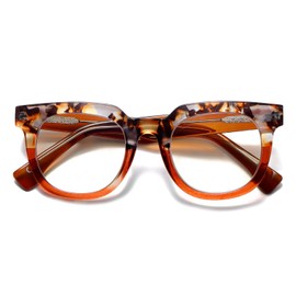 Viseng Women's Showbiz Square Blue Light Blocking Fashion Reading Glasses Stylish Reader +3.0（Orange）