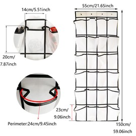 SEIWEI Hanging Organiser Over the Door, Shoe Racks with 24 Non-woven Fabric Mesh Pockets 4 Door Hooks, Gadget Storage for Kitchen Bedroom Bathroom, 1Pcs Brown