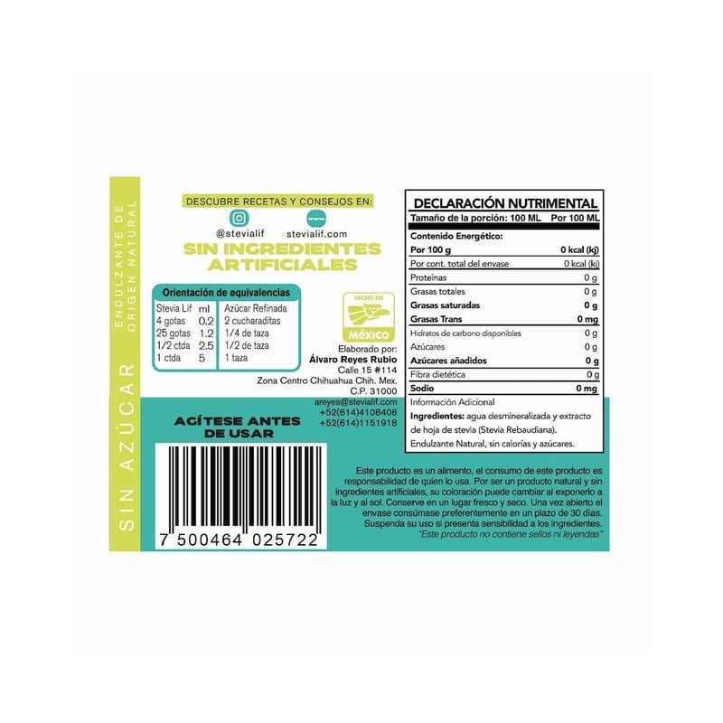 Stevia Líquida Stevia Lif 50 ml
