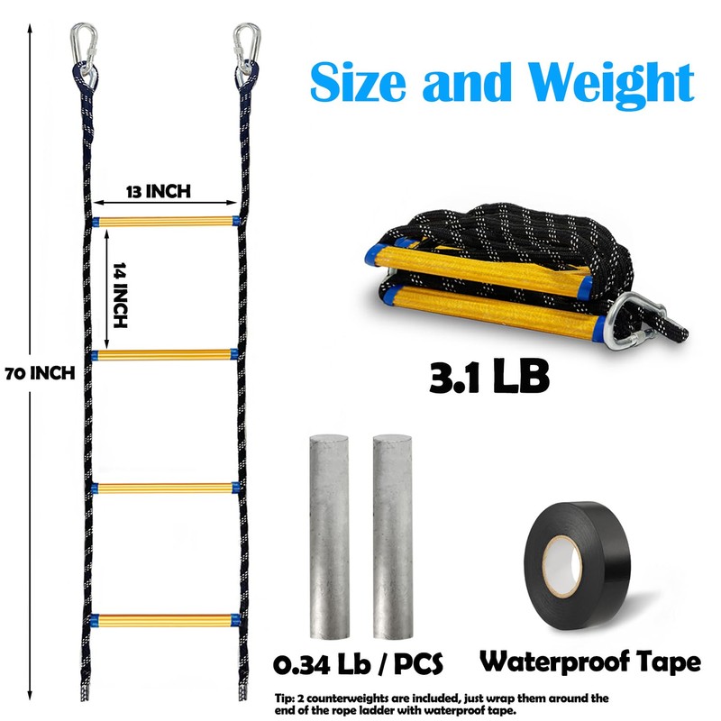 Boat Ladder for Inflatable Boat, Kayak, Motorboat, Boat Rope Ladder