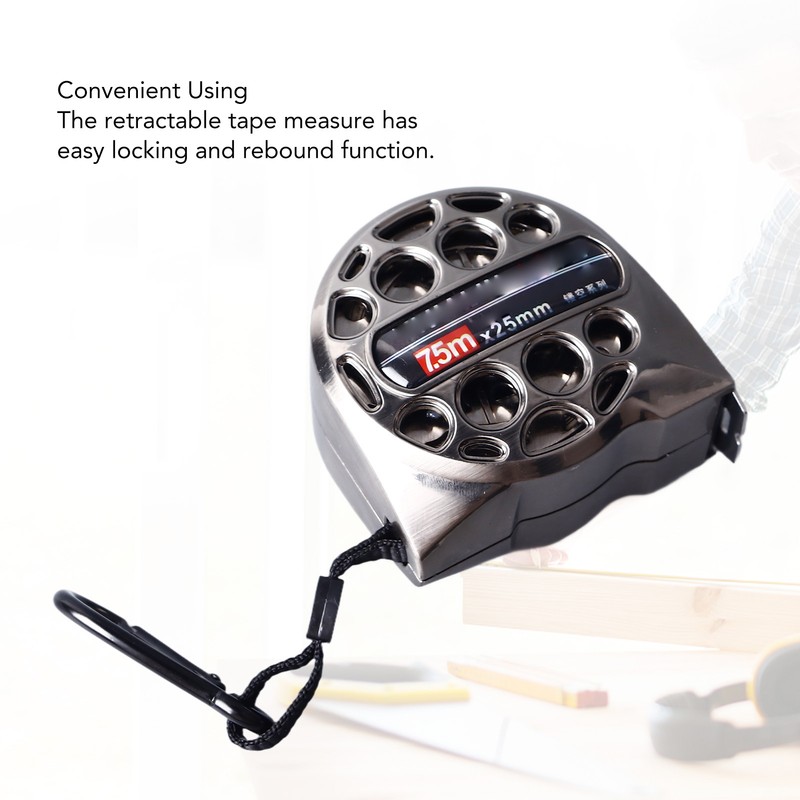 Tape Measure 7.5m 25mm Lockable Measuring Tool Portable Washable Clear
