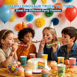 CUTELIILI 117 PCS 3D Dinosaur Monster Truck Temporary Tattoo for Kids