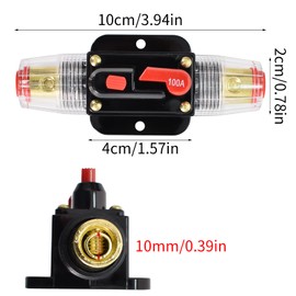 Automatic Fuse Holder 12V-24V DC, 100A Inline Car Circuit Breaker Manual Reset Switch Car Audio Fuse for Car Audio Solar Inverter System Protection Boat Car Truck Circuit Breaker