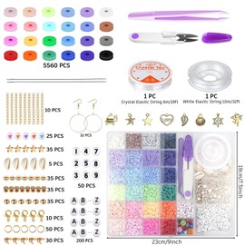 6000 Pcs Clay Beads for Bracelet Making, Polymer Clay 24 Colors Flat Preppy Beads for Friendship Bracelet Making Kit, Letter Beads with Charms for DIY Jewelry Gifts