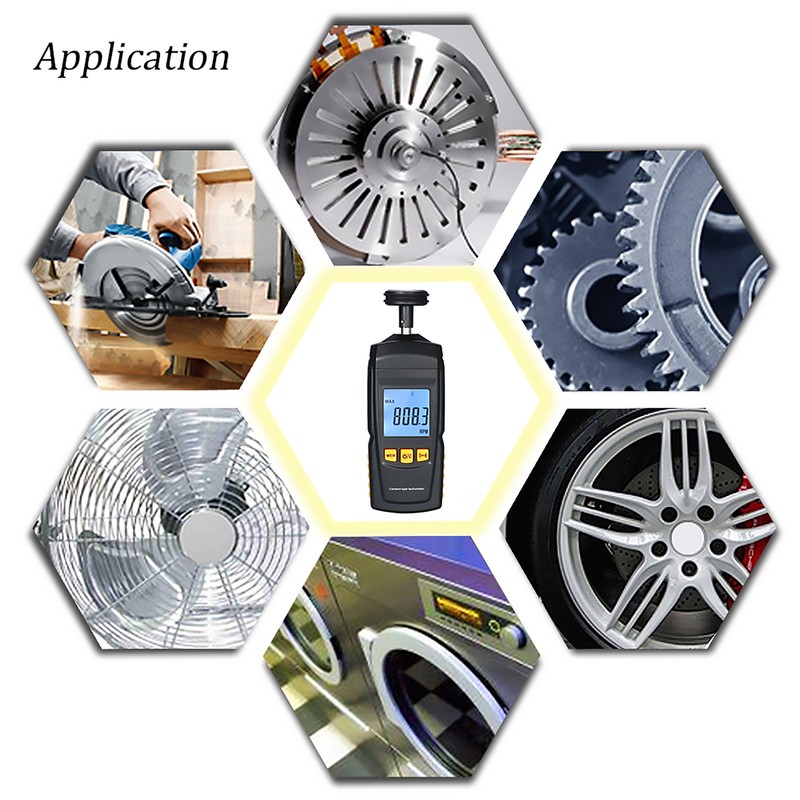 Digital Tachometer Handheld Contact Motor Tachometer LCD Speedometer Tach RPM