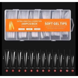 soft gel Uñas Postizas Tip Xxxl Caja Con 240 Uñas Press On,trasparent