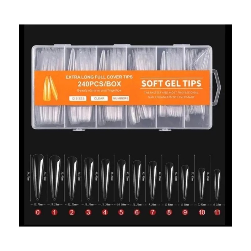 soft gel Uñas Postizas Tip Xxxl Caja Con 240 Uñas