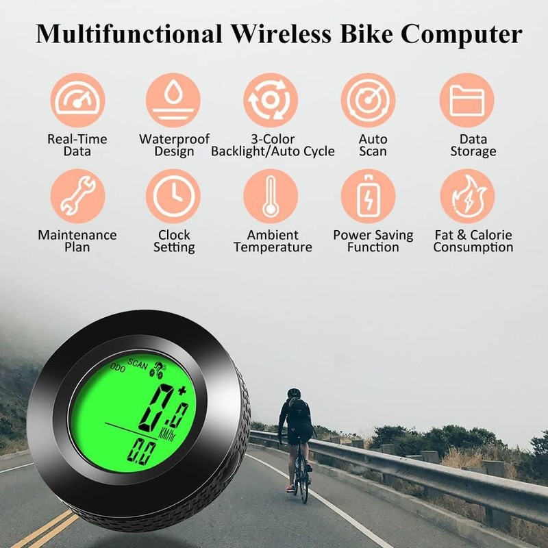 Hsthe Sea Waterproof Bicycle Computer Speedometer 3-Colour LCD Backlight Multifunctional