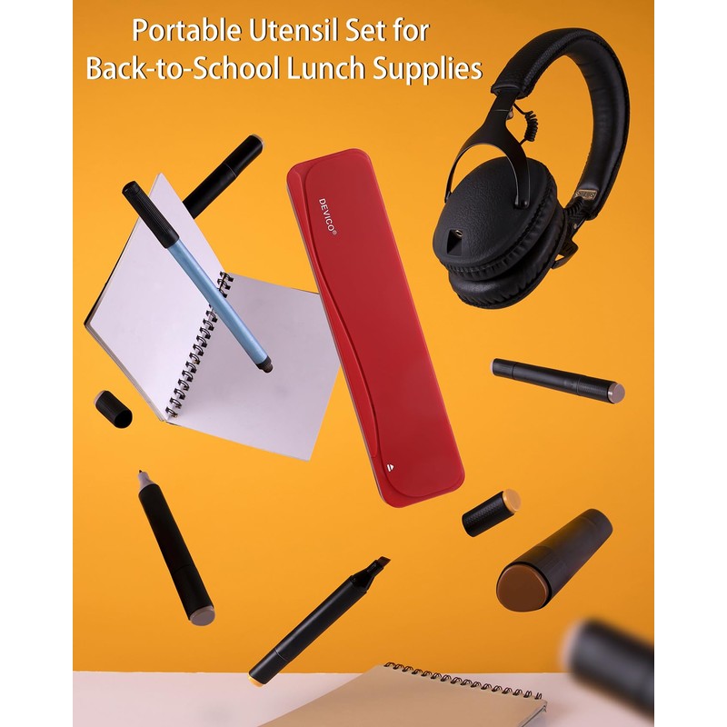 DEVICO Travel Utensils, 18/8 Stainless Steel 4pcs Cutlery Set Portable