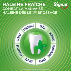 Signal Komplette Zahnpasta, 8 frischen Atem, präbiotischer Effekt, vollständiger Schutz, 3 x effektiver, 95% Inhaltsstoffe natürlichen Ursprungs – 75 ml