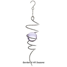 SILVER LILAC 25cm Stainless Steel SPIRAL TAIL Twister Wind Spinner Garden/Indoor Ornament Accessory - GIFT BOXED