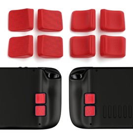 PlayVital Mix Version Back Buttons Enhancement Set for Steam Deck, Buttons Pads Improvement Set for Steam Deck Back Button, Streamlined and Studded Design (Red)