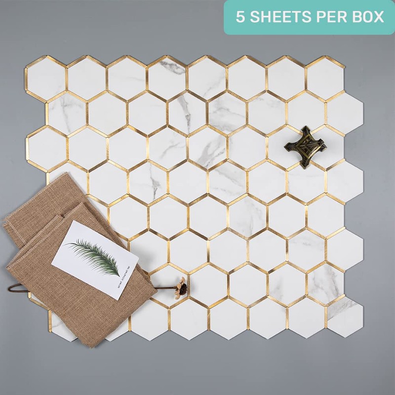 Soulscrafts Hexagon Peel and Stick Backsplash Tile for Kitchen Bathroom