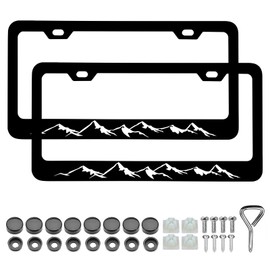Mountains License Plate Frame - Mountain Raised Aluminum Metal License Plate Frames Holder, Rust-Proof Waterproof Car Decorative Tag Frames for Standard US 12x6 Inch