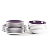 HomeVss, Stoneware Coupe Shape 18pc Dinnerware Set, Outside White +