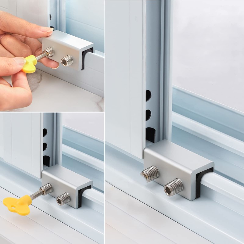 Window Locks, 4 Sets Sliding Security Window Lock with Key