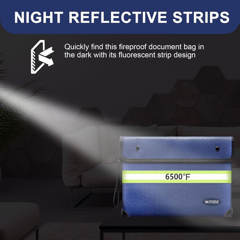 Upgraded Fireproof Money Bag,10 Layers of Heat Insulated Materials,6500°F Fireproof