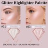 White Highlighter Makeup Palette, Face Highlighter Palette, White Glitter Highlighter