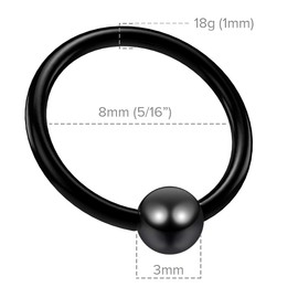 4pc 18g 1mm Captive Ring Surgical Steel Tragus Snake Bite Cartilage Bar BCR Septum Bar Nose Bar Helix Black Eyebrow