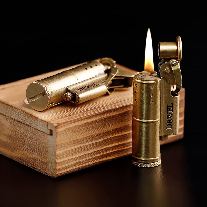 2 Pack Pressure-Relief/Cool Lighter, Wheel Kerosene Lighter, Reusable Windproof Trench