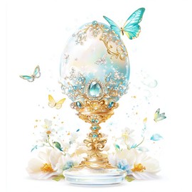 GOUOYANA Diamond Art Kits for Adults, Easter Egg 5D Diamond Painting Kits for Beginner DIY Gem Art Full Drill Diamond Dots Crystal Craft Kits for Home Wall Decor Gifts 12x12inch