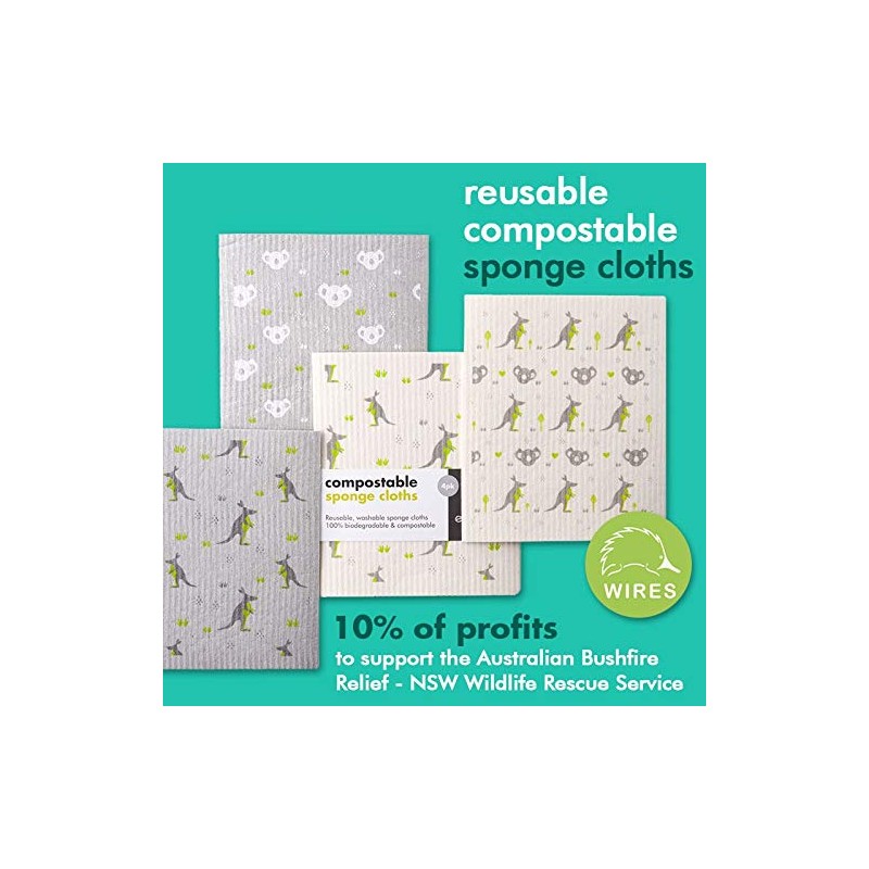 Eco Living Eco Compostable Sponge Cleaning Cloths, biodegradable, 100% plastic