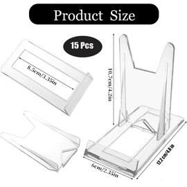 15 Pieces Clear Plastic Plate Stands,Adjustable Clear Acrylic Plastic Display Stand,Angle Plastic Display Stand Easel, Acrylic Plate Stands for Display for Home Office Festival Party Display