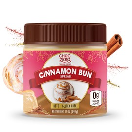 ChocZero Cinnamon Bun Spread, No Added Sugar, High Fiber, Low Carb Keto Breakfast & Dessert Spread, 12 oz Jar