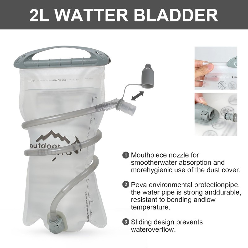 IX INOXTO Hydration Backpack with 2L Water Bladder Bag for
