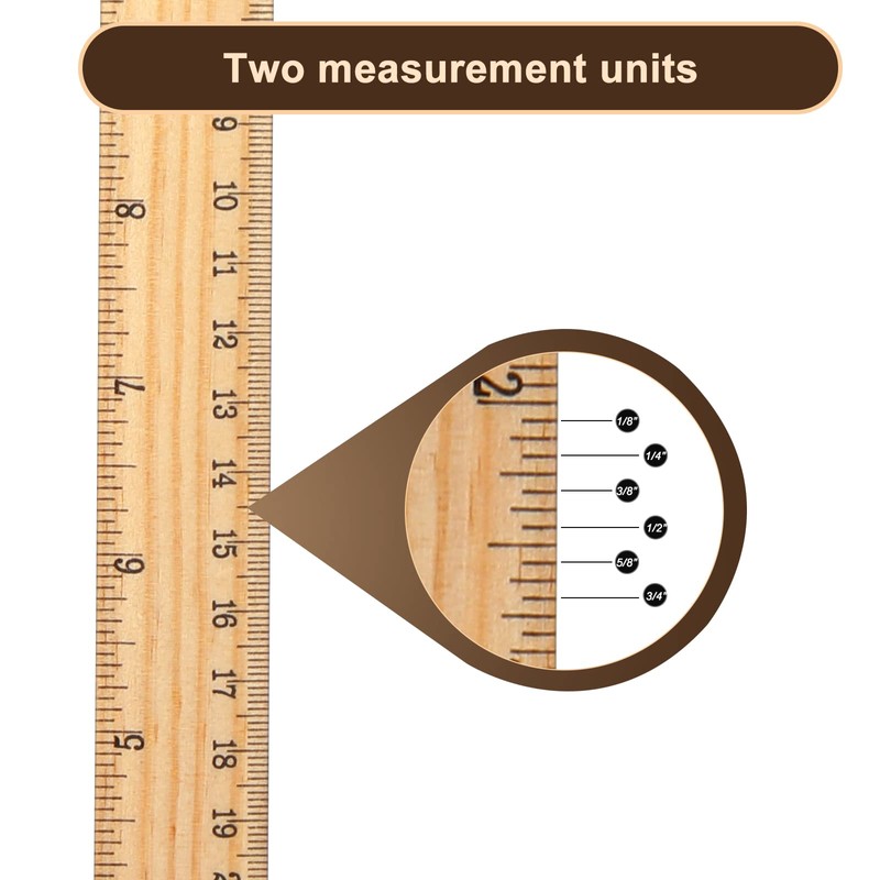 Zonon 100 Pcs Wooden Ruler Bulk Wood Measuring Ruler Office