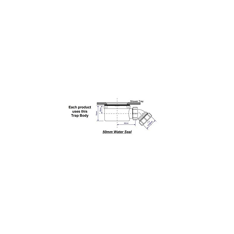 McAlpine ST90CP10-70 90mm Shallow Shower Trap Chrome Plated Plastic, White
