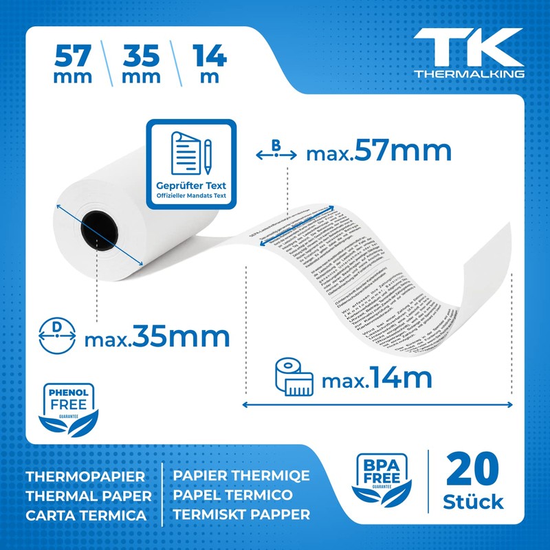 Premium EC Cash Thermal Rolls with SEPA Direct Debit Text