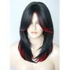 Medium Length Layered Wigs Black with Red Highlights wigs Layered