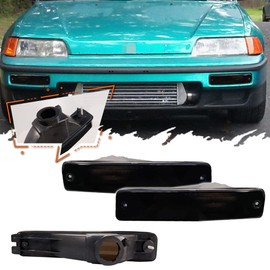 TurningMax For 1990 1991 Honda CR-X/CRX Front Bumper Turn Signal Light Housings HO2530108 + HO2531108 Smoked Lens