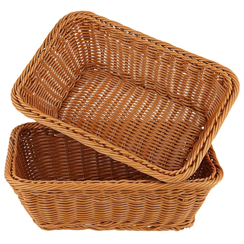 JEUIHAU 3 Pack Wicker Bread Baskets, 30 x 20 x