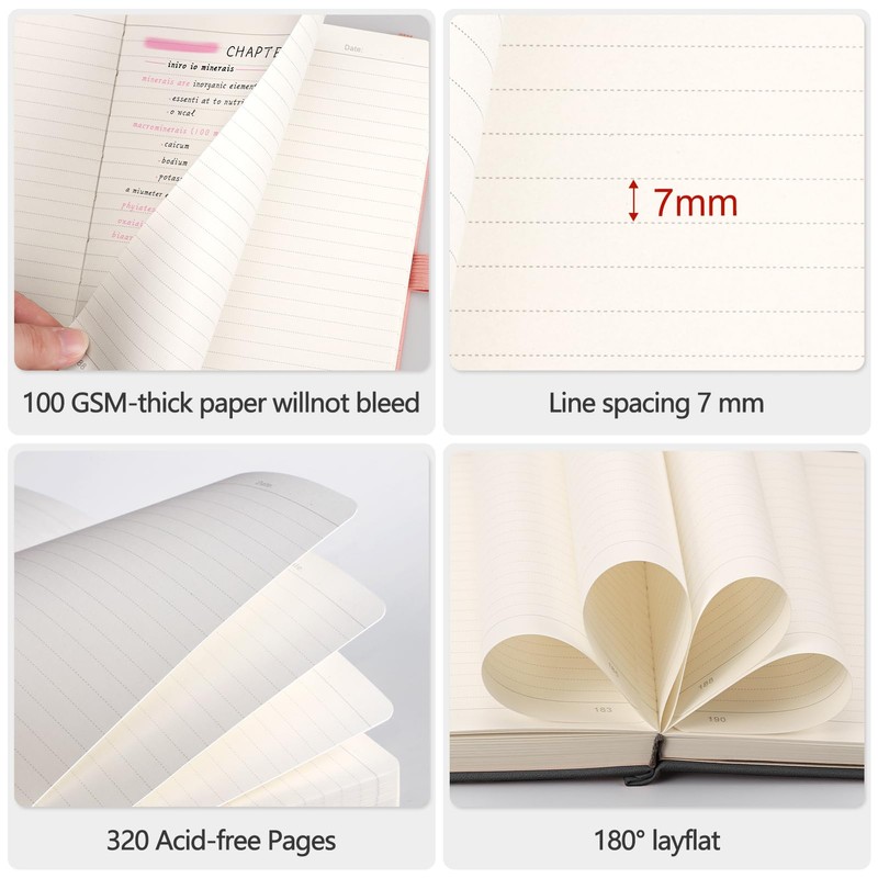 AHGXG Lined Journal Notebook - 320 Numbered Pages Thick Journal