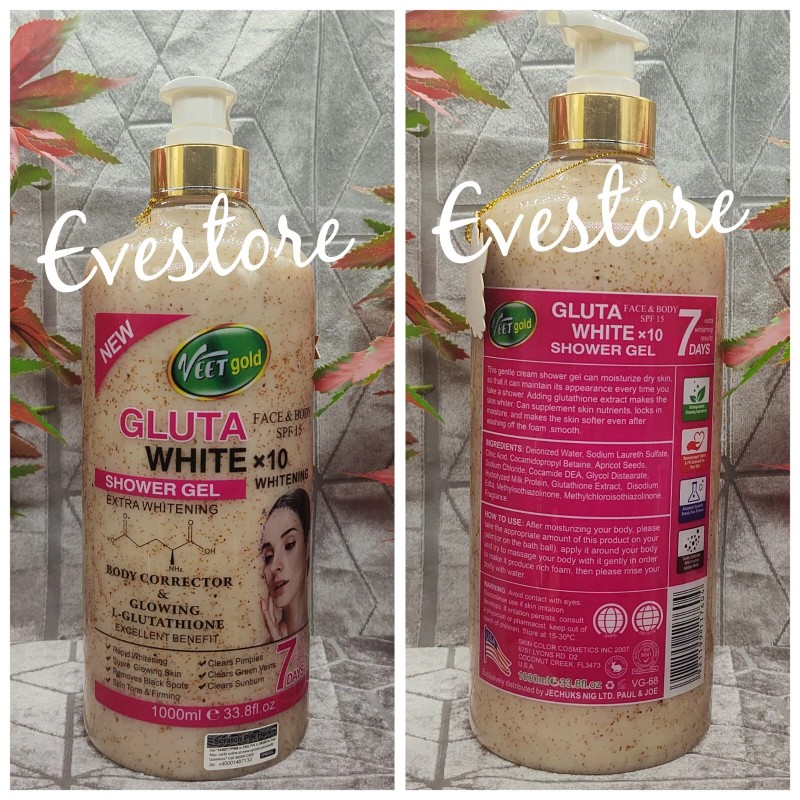 Veet Gold gluta white face body corrector glowing shower gel