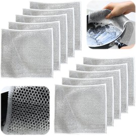 10PCS Multipurpose Wire Dishwashing Rags, Reusable Kitchen Wire Dish Towels, Dish Cloths, Lint Free Duster Cloth, Multifunctional Wire Dishcloth for Kitchen Non-Scratch Wire Dishcloth