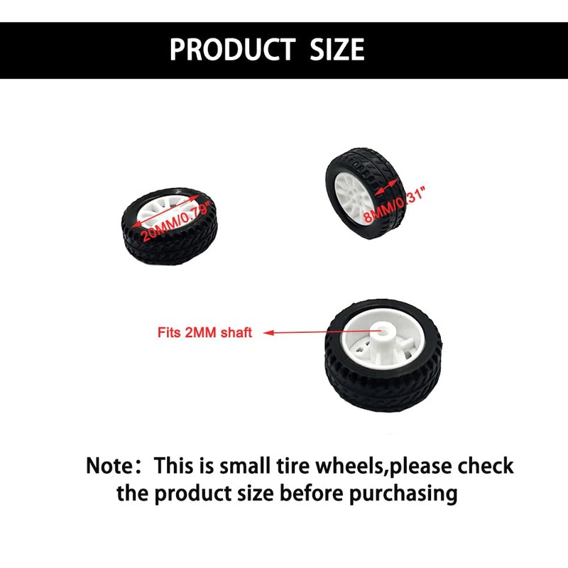 10pcs Toy Car Wheels 20mm Rubber Tire for DIY Model