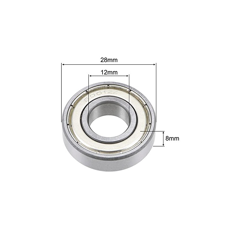 sourcing map 6001ZZ Deep Groove Ball Bearing 12x28x8mm Double Shielded