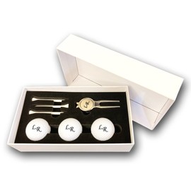 Golf Ball Set with Engraving Initials Personalised 3 Wilson Golf Balls Divot Tool and 3 Tees in Gift Box White Desired Text Gift Golfer (Set of 3 Wilson Ultra Balls)