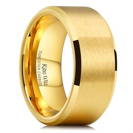 King Will Gold Tungsten Wedding Band 10mm Ring For Men Comfort Fit Size 10