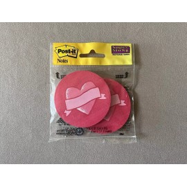 Post-It Notes 2 Pink Heart Round Super Sticky Post-It Note Pads~50 Sheets Ea., New In Package!