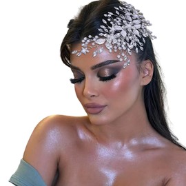 JHOO Luxe Floral Wedding Hair Comb with Alloy Leaves, Rhinestones & Pearls – Handcrafted Delicate Hair Accessory for Brides, Bridesmaids, and Formal Events HP870