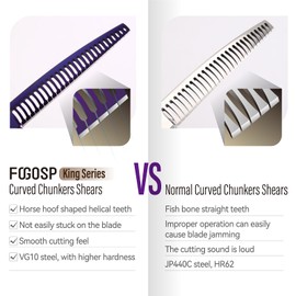 FOGOSP Professional Curved Chunkers Dog Grooming Scissors 7'' Curved Comb Thinning Shears for Dogs Pet 27 Teeth Japan VG10 Sharp and Smooth(7 Curve Chunker, Purpler)