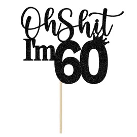 Decoración para tartas de 60 cumpleaños, decoraciones para tartas de 60 cumpleaños, 60 y fabulosas, saludos a 60 años, divertidas decoraciones para fiestas de 60 cumpleaños, purpurina negra